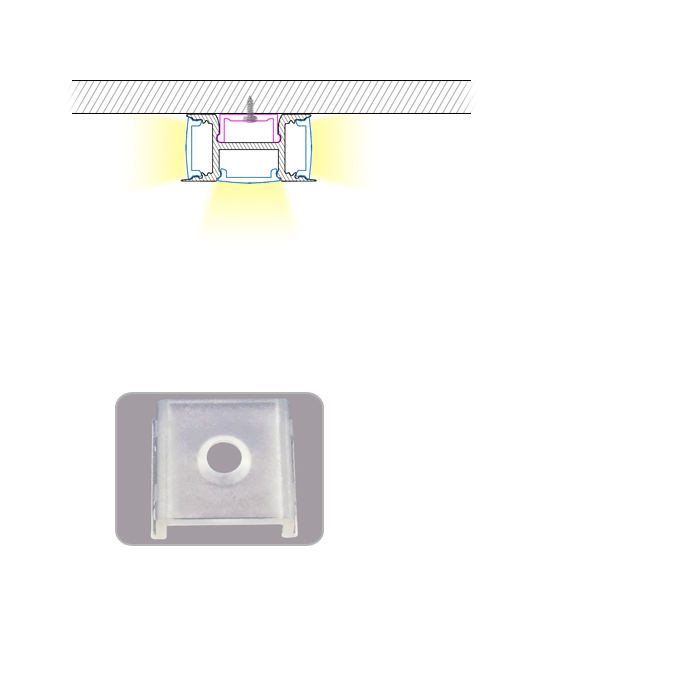 Aluminum LED Light Strip Diffuser Channel - Three Sides Illumination